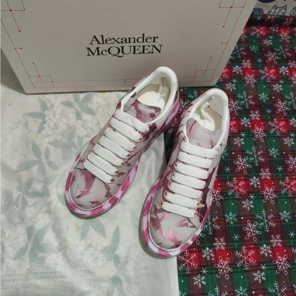 Alexander McQueen White Sneakers with Pink Floral Print